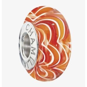 Chamilia SOUND WAVES ~ TEQUILA SUNRISE ORANGE Murano Glass Silver Bead 2110-1192